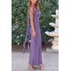 thumbnail image 3 of Vestido PRETTYGARDEN 2025 Verano Maxi Sin Mangas con Volantes Violeta Talle L, 3 of 8