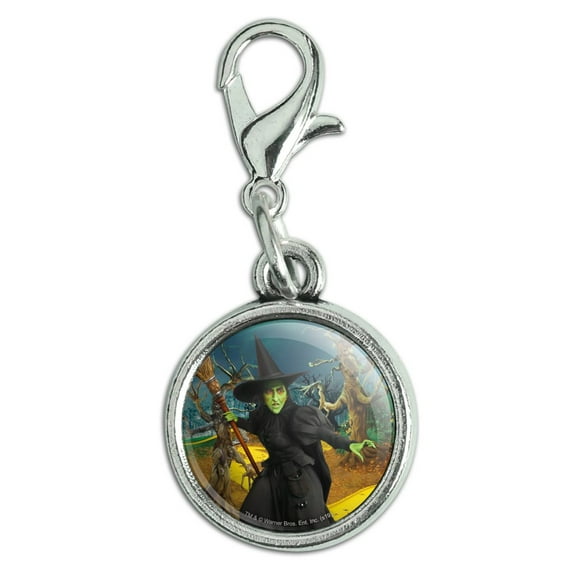 Wizard of Oz Wicked Witch Character Antiqued Bracelet Pendant Zipper Pull Charm with Lobster Clasp
