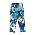 thumbnail image 4 of Naloa Blue and White Butterflies Print Women’s Ultra-Soft Comfy Pajama Lounge Pants with Pockets & Drawstring, 4 of 8