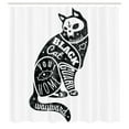 thumbnail image 3 of Ambesonne Modern Shower Curtain, Magic Skull Cat Drawing, 69"Wx84"L, Black and White, 3 of 5