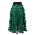 thumbnail image 4 of HNMKIU Women's Retro High Waist A Line Midi Skirt with 3D Polka Dot Yarn Design Half Length Skirt Green，L, 4 of 8
