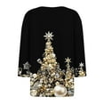 thumbnail image 4 of Jinhomg Christmas Shirts for Women Novelty Graphic 3/4 Length Sleeve Womens Tops Xmas Print Button Up Shirt Casual Pullover Tee Ofertas por tiempo limitado Multicolor XXXL, 4 of 6