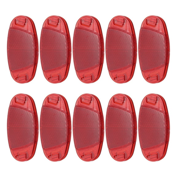 Bike Wheel Reflectors, 10 Pcs Plastic Universal Oval Safety Bicycle Wheel Rim Reflective Warning Reflective for Trailer Mountain Bike Bicycles Night Riding, Red