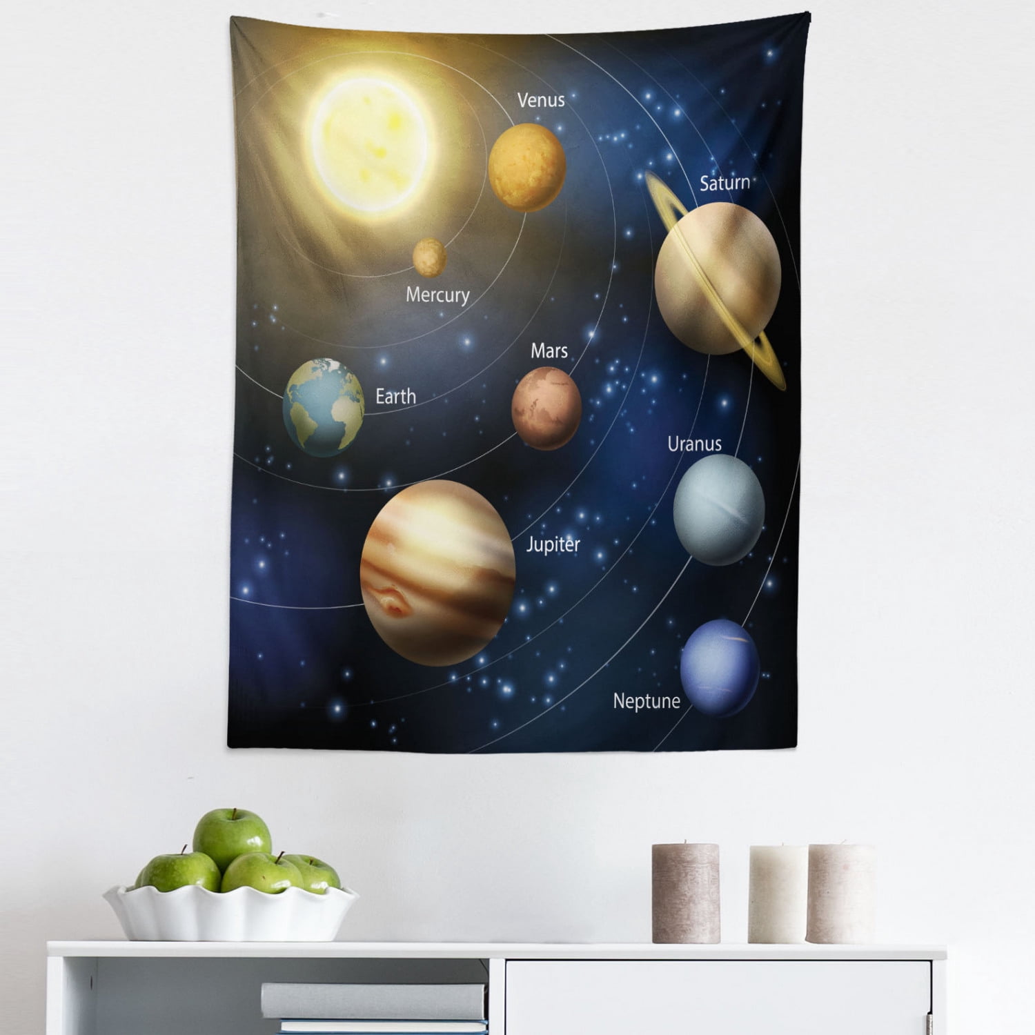 Space Tapestry, Realistic Illustration of Solar System Sun Planets ...