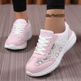 thumbnail image 2 of HEWUQI Bowling Shoes Women Lace up Arch Support Platform Wedge Walking Non Slip Sneakers Lightweight Casual Outdoor Athletic Footwear Pink Size 6, 2 of 6