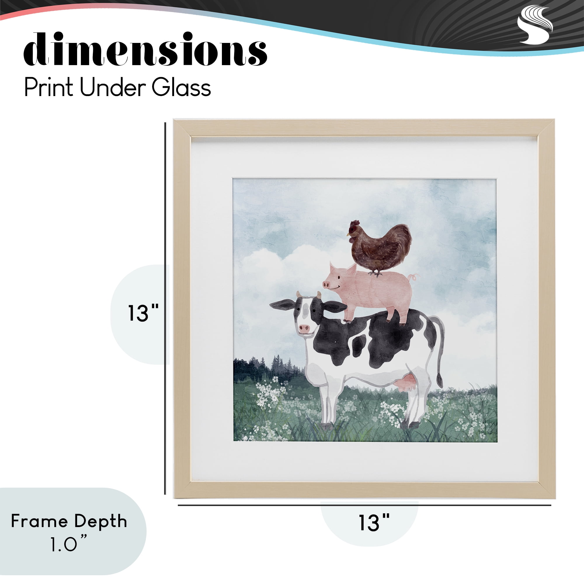 Stupell Industries Muted Stacked Farm Animals Birch Framed Print Under Glass, design by Kim Allen