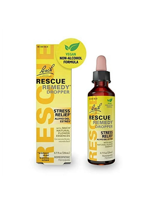 Bach RESCUE Remedy Dropper 20mL, Natural Stress Relief, Homeopathic Flower Remedy, Non-Habit Forming, Vegan & Gluten-Free (Non-Alcohol Formula)