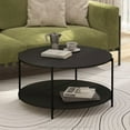 thumbnail image 2 of Furinno Besi 2-Tier Modern Round Coffee Table Table with Sturdy Metal Legs, Americano/Black, 2 of 5