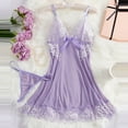 thumbnail image 4 of Ujnder Women's Nightgown Lace Bodysuit with Shapewear Alluring Sheer Light Purple S, 4 of 4