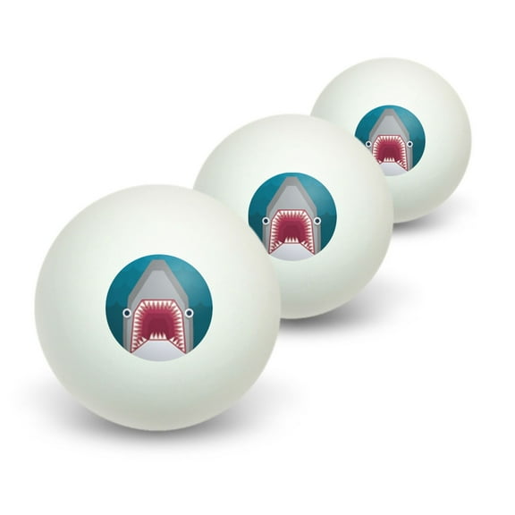 Geometric Shark Blue Novelty Table Tennis Ping Pong Ball 3 Pack