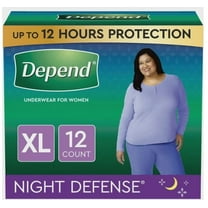 Depend Night Defense Women's Overnight Adult Incontinence Underwear, XL, Light Pink, 12 Count