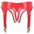 thumbnail image 4 of Lencería para mujer, bragas de charol brillante, ropa interior con Clips de Liga, Tanga con entrepierna abierta, lencería Punk gótica Rave Clubwear, 4 of 5