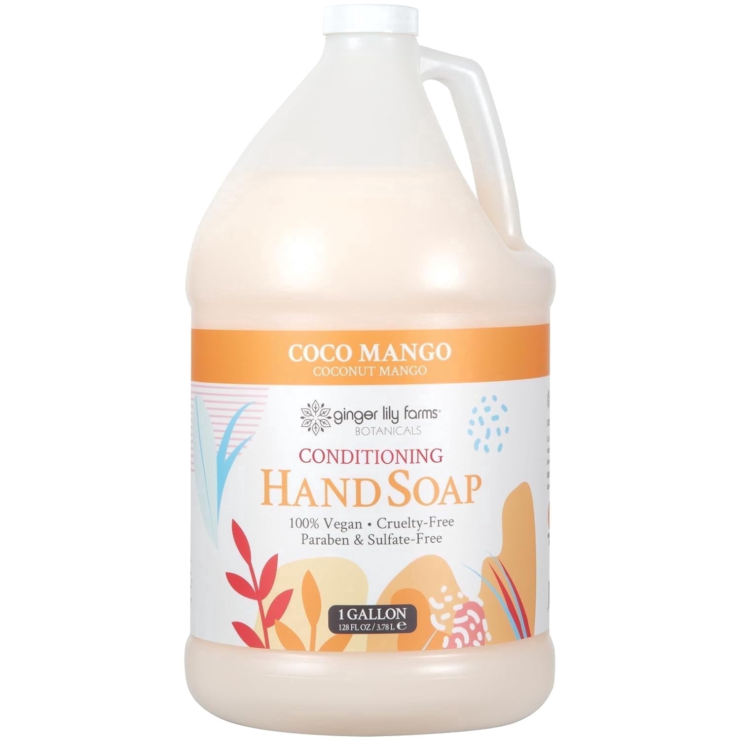 Ginger Lily Farms Botanicals All-Purpose Liquid Hand Soap Refill, Coco Mango, 100% Vegan & Cruelty-Free, Coconut Mango Scent, 1 Gallon (128 fl oz)
