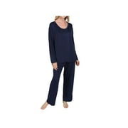CATALOG CLASSICS Womens Long Sleeve Pajamas Lounge Set for Women - Navy Blue 1X