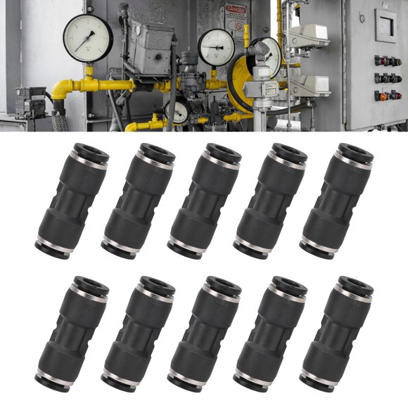 Air Line Quick Connect Fittings, 10Pcs Air Line Fittings Quick Connect Air Hose Fittings Pneumatic Connectors Straight Push Pipe Fittings