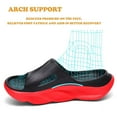 thumbnail image 2 of Womens Mens Recovery Slides with Comfortable Plantar Fasciitis Arch Support ,Unisex Orthotic Walking Thick Cushion Sport Sandals Reduces Stress on Feet Blackred W7/M5, 2 of 5