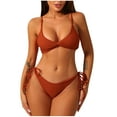 thumbnail image 2 of lcziwo 2 Piece Bikini Sets for Women Tummy Control Swimsuits Summer Cheeky Tie Side Thong and Spaghetti Straps Backless Swim Bras Vacation Outfits Orange L Hoy Oferta Flash, 2 of 4