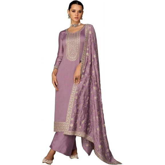 Indian Pakistani Bollywood Style Wadding Wear Sewn Shalwar Kameez Palazzo Suits ( purple, XXS - 34 )
