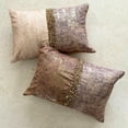 thumbnail image 4 of The HomeCentric Decorative Lumbar Pillow Cover Rust & Gold, 12"x20" (30x50 cm) Velvet Gold Foil, Sequins Embroidered, Handmade Oblong Pillow Cover Abstract Modern - Shimmering Corrosion, 4 of 10