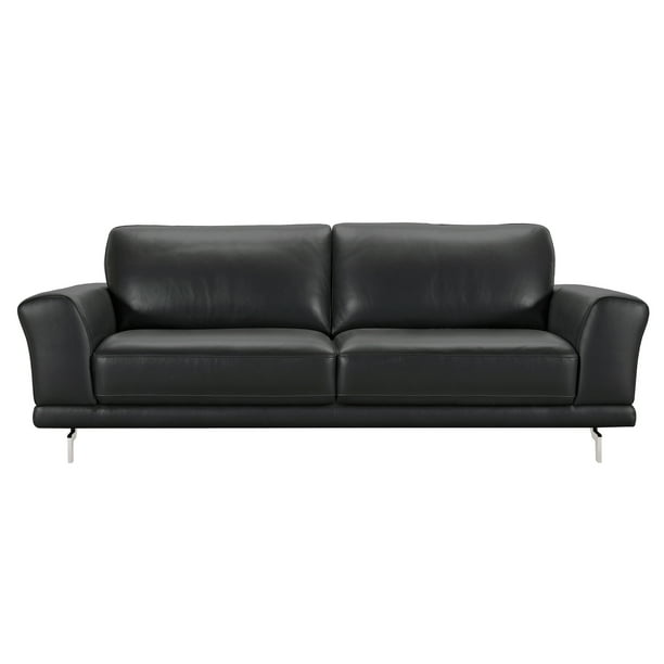 Armen Living Everly Contemporary Sofa In Genuine Black Leather With Brushed Stainless Steel Legs Com Armen Living Everly Contemporary Sofa, Armen Living Furniture Reviews