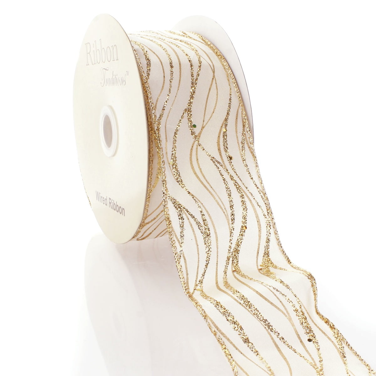 Ribbon Traditions 2 1/2" Wired Ribbon Black - Silver Glitter Wave - 25 Yards