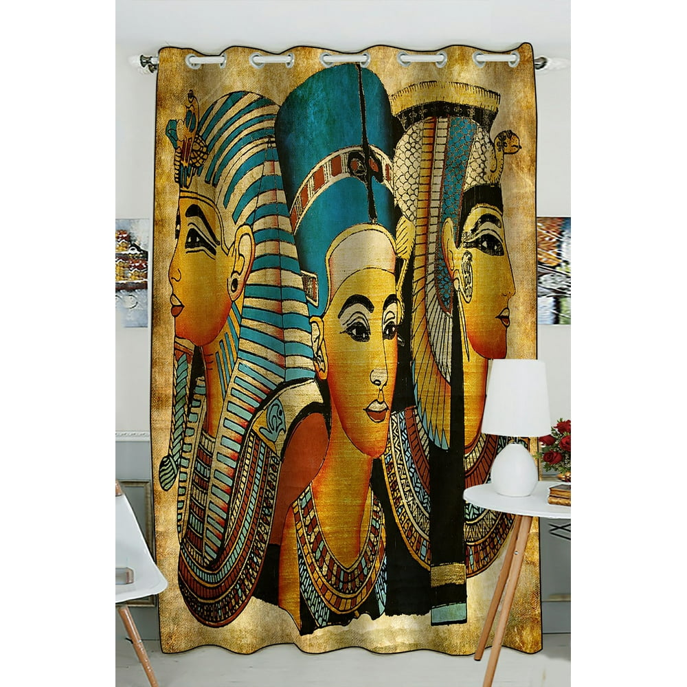 Phfzk African Design Window Curtain, Ancient Egyptian Parchment Artwork