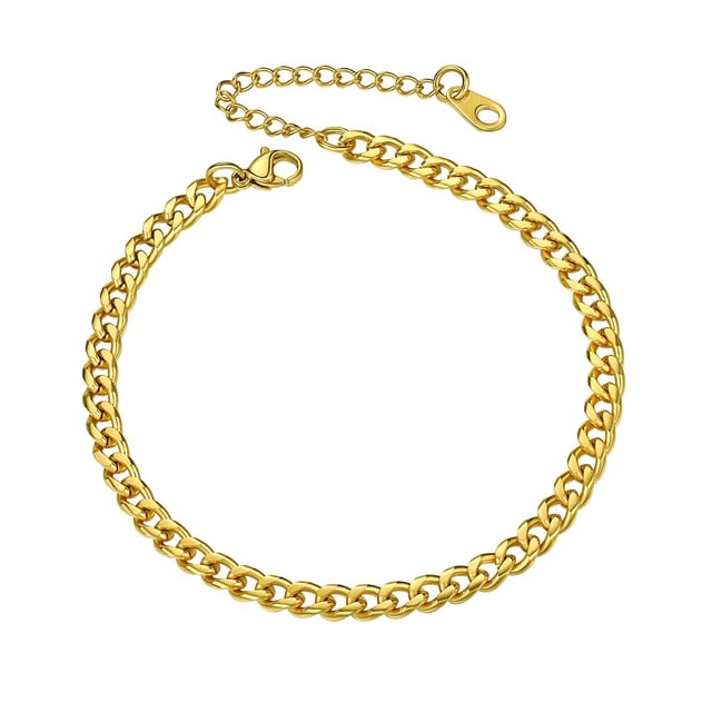 Tobillera Cubana PROSTEEL para Mujer de Acero Inoxidable 4,8 mm Dorada