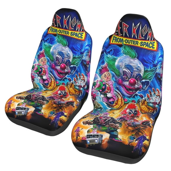 Killer Klowns from Outer Space Car Seat Covers Set 2Pcs, Front Seat Covers for Car Truck Sedan SUV Auto, Universal Fit Vehicle Enterior Bucket Seat Protector Car Accessories