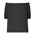 thumbnail image 6 of TKLPEHG Women Dressy Tops Off Shoulder Cotton Linen Top Lightweight Western Outfit for Women Solid Color Graphic Tee Regular Short Sleeve Blouses Leisure Fashion Blouses (Black,S), 6 of 6