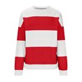 thumbnail image 6 of mihongmao Trendy Tops for Women 2026 Women's Fall Striped Print Sweatshirt Long Sleeved Crewneck Basic Tops Blouse,Womens Tops under $5 Red S, 6 of 9