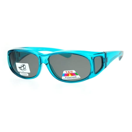 Polarized 55mm Rectangular Fit Over Plastic Sunglasses Teal