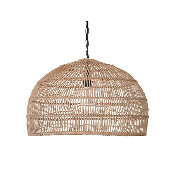 KOUBOO 1050100 Open Weave Cane Rib Dome Hanging Ceiling Lamp, One Size, Wheat
