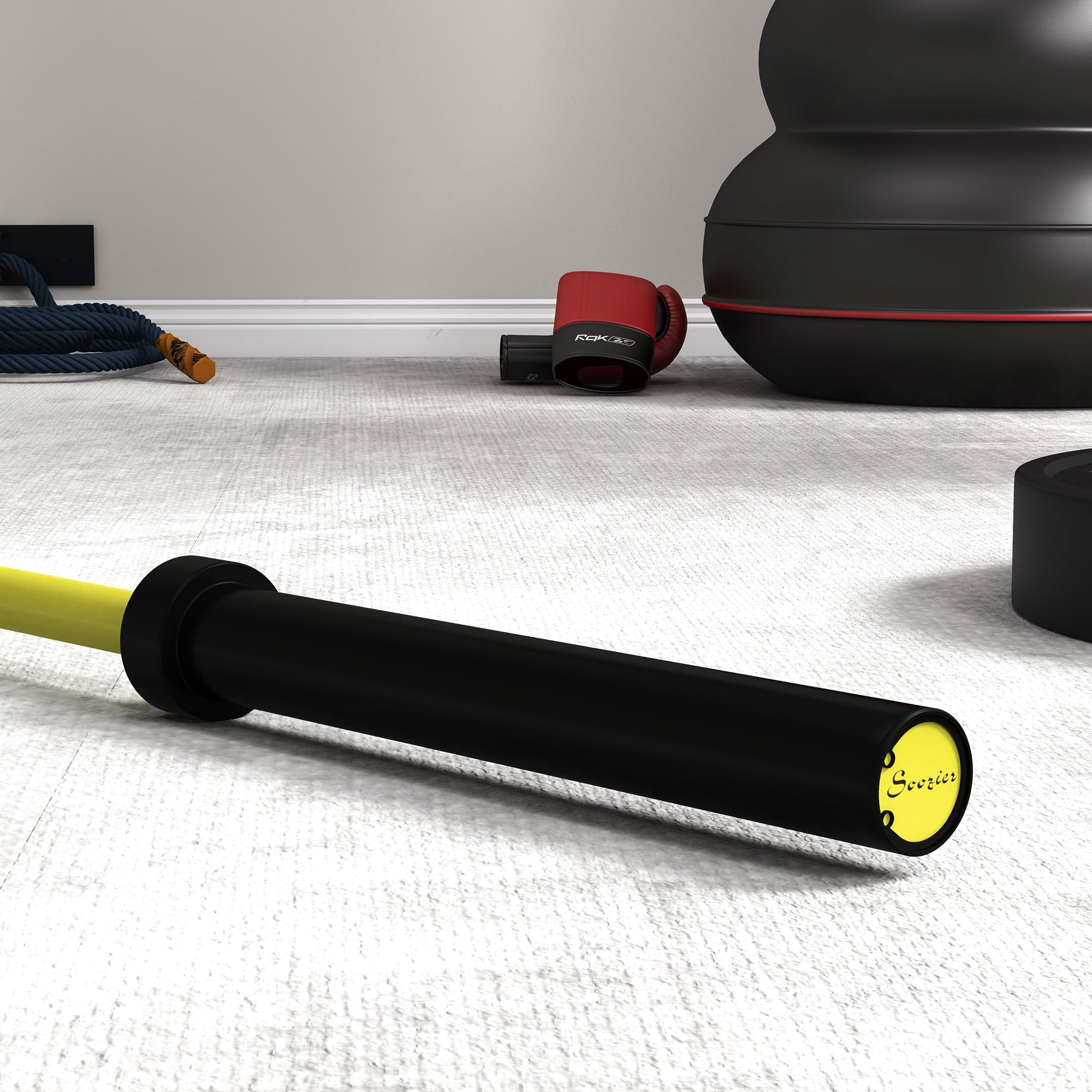 Soozier 7.2ft Weight Bar, Bench Press Bar with Rotating Sleeves, 1500lbs Weight Capacity, Yellow