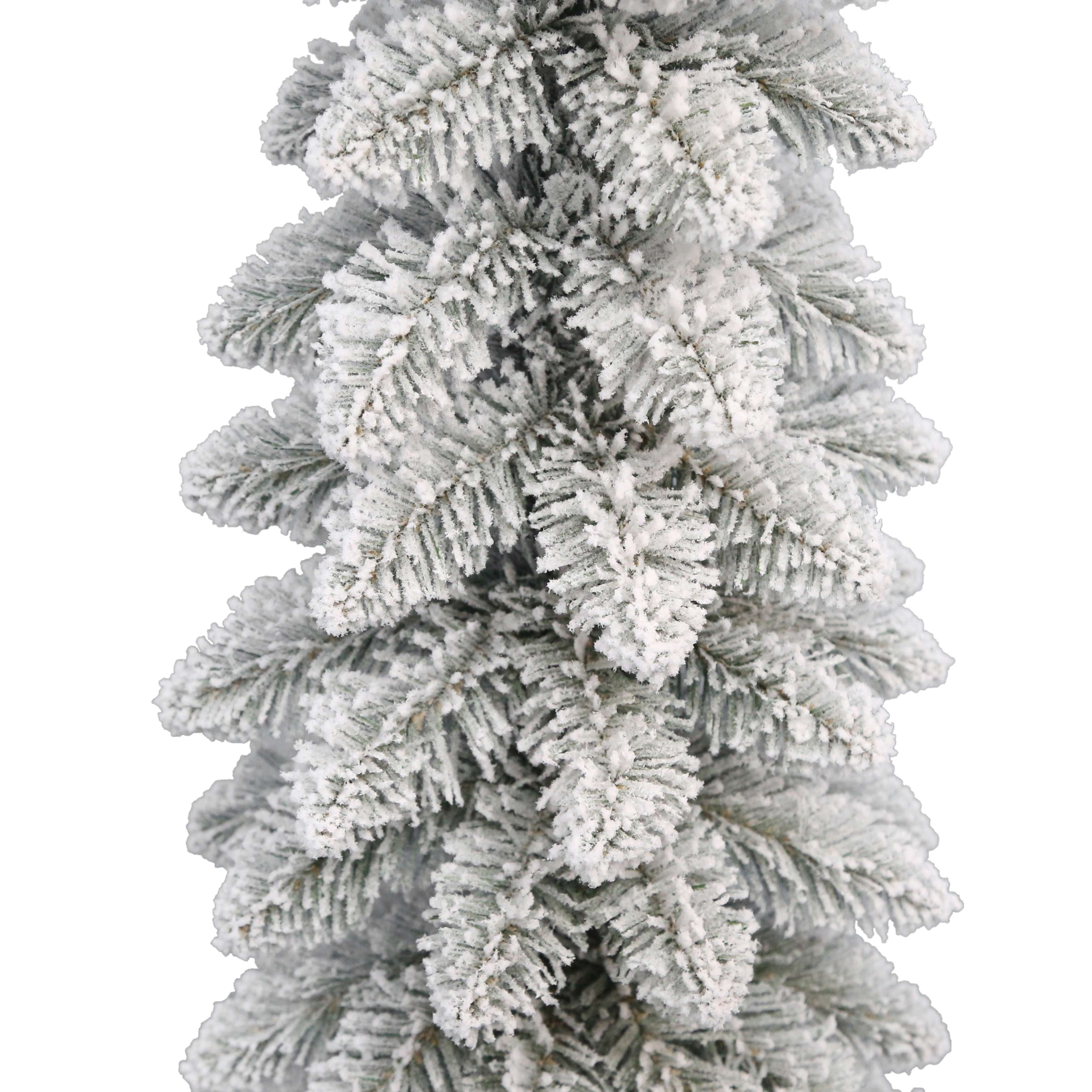 Set of 3 Flocked Resin White Potted Trees Display
