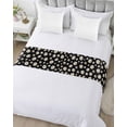 thumbnail image 5 of Bed Runner Scarf King Size, Spring Floral Daisy Stain Bed Runners & Scarves for Foot of Beds, Black Elegant Pastoral Flowers Watercolor Decorative Bedding Runner Scarf for Hotel 94 x20 Inch, 5 of 6