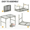 thumbnail image 6 of QRKD Folding Camping Table, Portable Picnic Table, 3x2 FT Lightweight Grill Table with Adjustable Height, Carry Handle, Metal Folding Table for Picnic Camping Cooking BBQ RV (Gun), 6 of 8