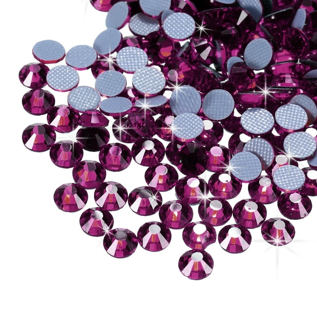 Uxcell Hotfix Rhinestones Flatback Crystal Glass Gems for Craft Clothes DIY Decoration Purple Red 4.8mm