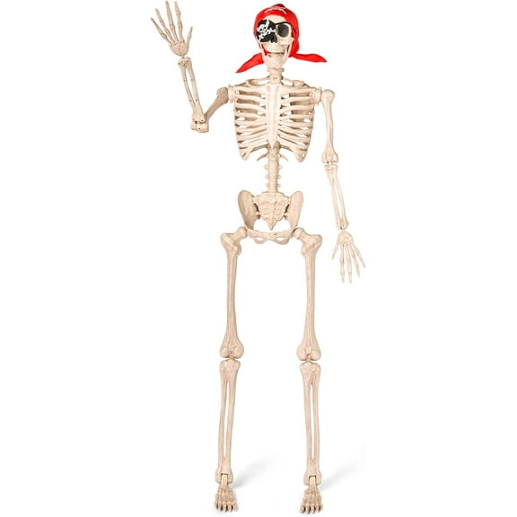 5 FT Halloween Skeleton Life Size, Stayable Posable Skeleton Decor, Full Body Movable Joints Giant Skeletons for Halloween Decoration Outdoor, Haunted House Prop, Spooky Scary Graveyard Party