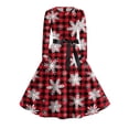 thumbnail image 5 of Hogleaql Fall Dresses for Women 2025 Round Neck Dressy Long Sleeve A-Line Plus Size Swing Dress Floral Printed Lightweight Midi Length Vintage Winter Casual Flowy Bow Tie Dress Outfit Red 5XL, 5 of 5