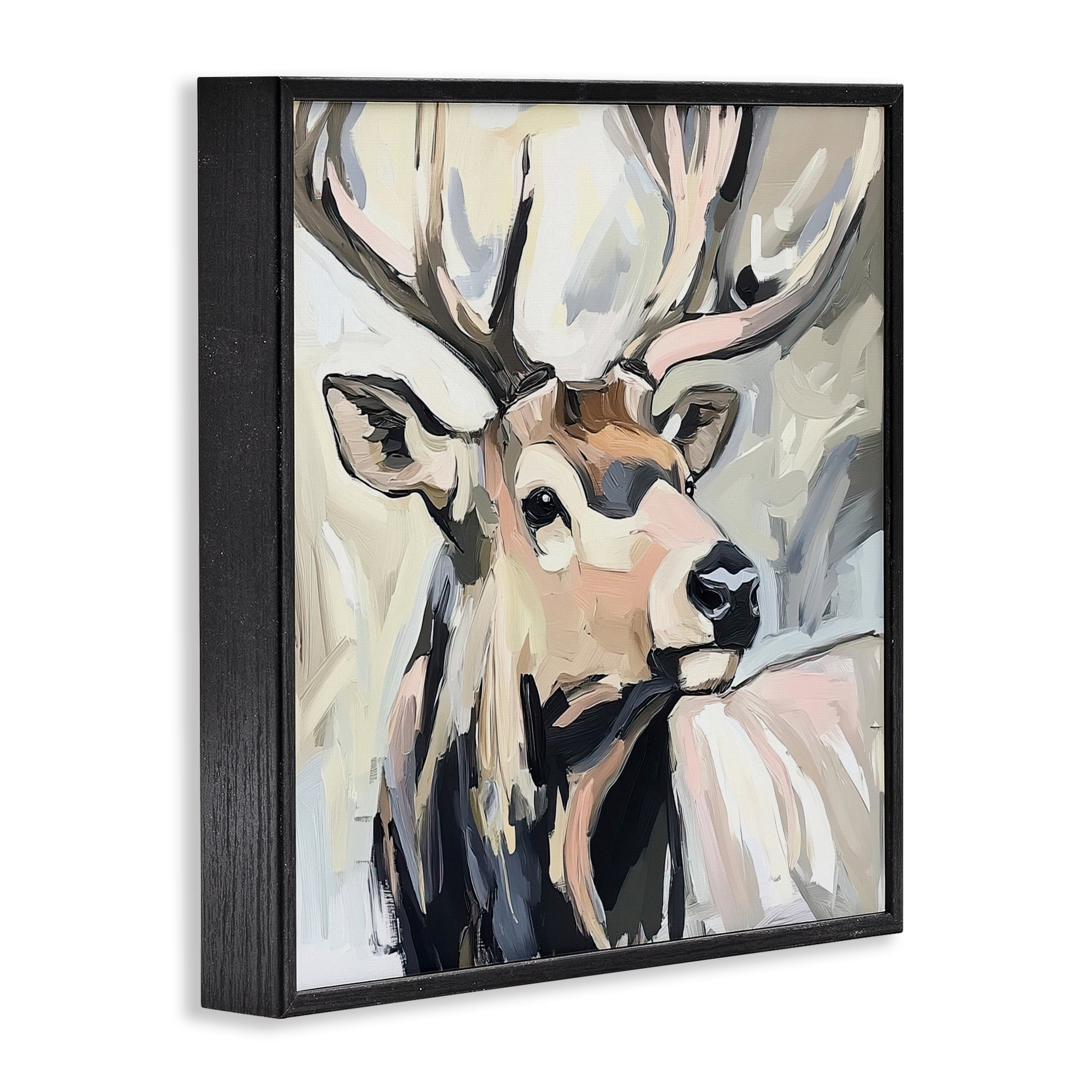 Stupell Industries Neutral Bull Elk Portrait Black Framed Giclee Art, design by Tina LeCour