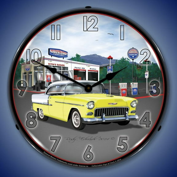 1955 Bel Air Mitch's Garage Wall Clock, Lighted