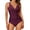 Deep Merlot, variant on Women's Tummy Control One-Piece Swimsuit - Retro Vintage Style, Padded Push-Up, Ruched Design for Slimming Effect