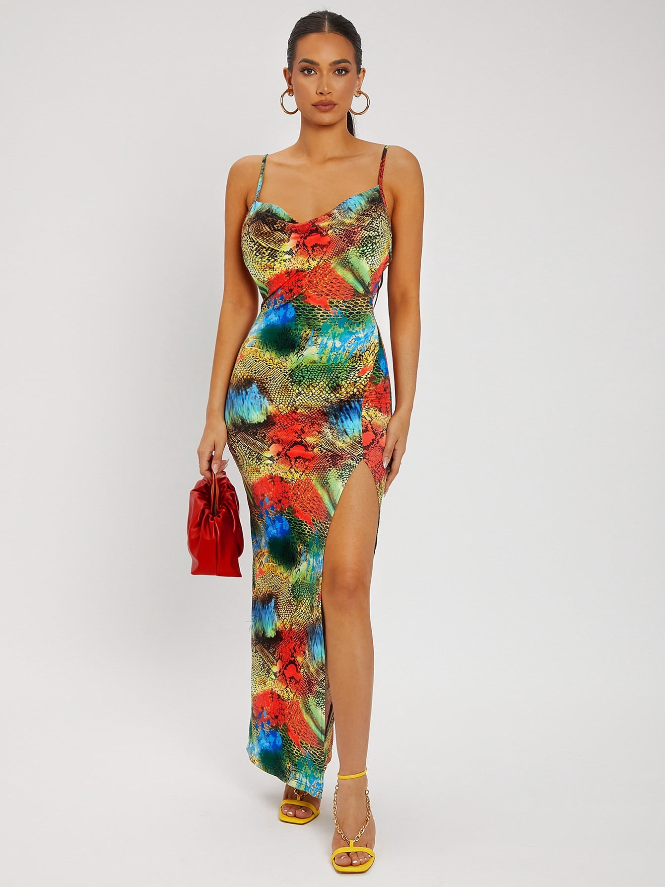 Women's Snakeskin Print Split Thigh 