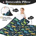 thumbnail image 3 of Dinosaur Pattern with Text Elements Teens Toddler Nap Mat with Pillow, Sleeping Mat Bag for Preschool Daycare 59"x22", 3 of 6