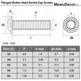 thumbnail image 2 of M5 X 25Mm Flanged Button Head Socket Cap Screws, 304 Stainless Steel 18-8, Full Thread, Allen Socket Drive, Quantity 50, 2 of 4