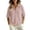 16#Pink, variant on Striped Waffle Knit Polo Shirt for Women Short Sleeve Button Neck Collared Top Loose Fit Casual Preppy Summer Spring
