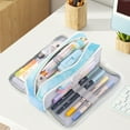 thumbnail image 5 of Rirool Large Capacity Pencil Case, 3 Zipper Compartments Pen Pouch for High School, College, Teachers, Office & Travel Use, Makeup Bag for Teens and Adults, Meteorblue, 5 of 7