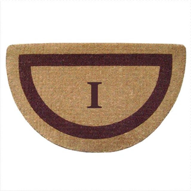 Nedia Home 02055I Single Picture - Brown Frame 22 x 36 In. Half Round Heavy Duty Coir Doormat - Monogrammed I