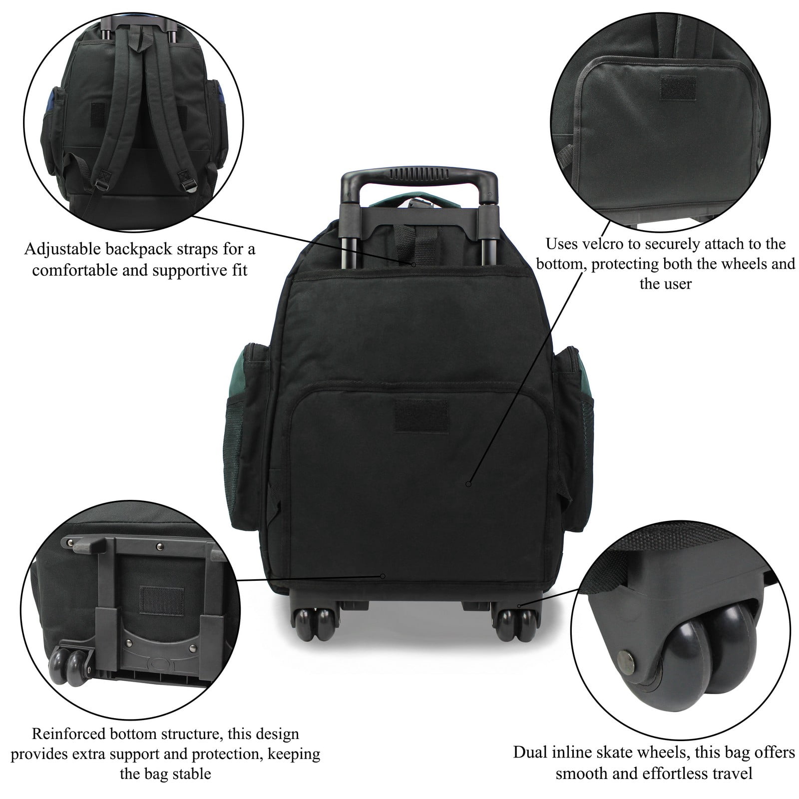 World Traveler Transworld 22-Inch Carry-On Rolling Backpack Airline Approved Size - Green