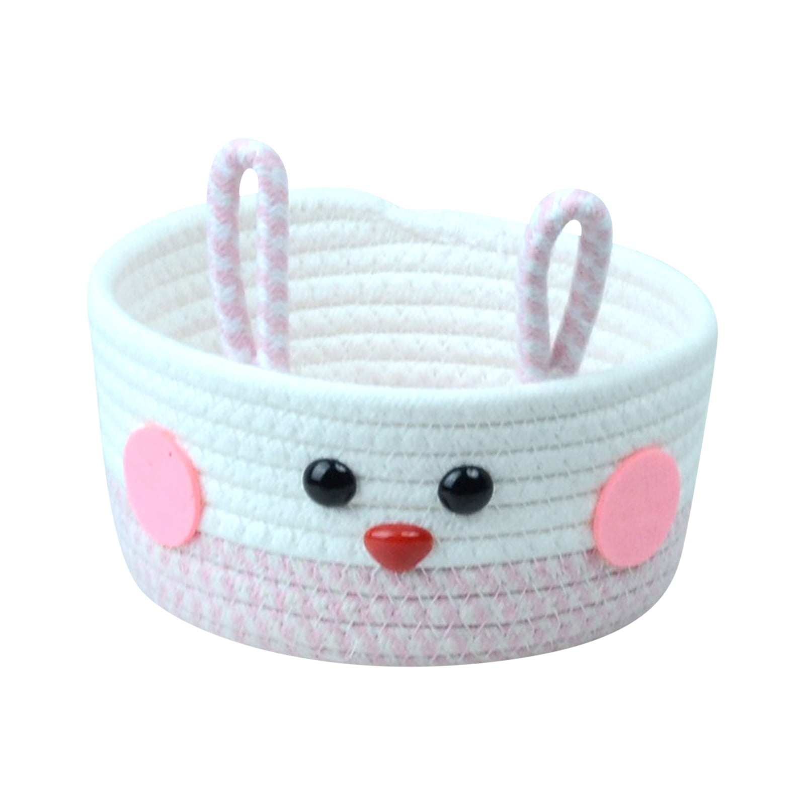 Easter Bunny Ear Cotton Yarn Storage Basket Handmade Knitting Basket for Snacks and Toy Organizer Cute Rabbit Decorative Box for Spring Holiday B